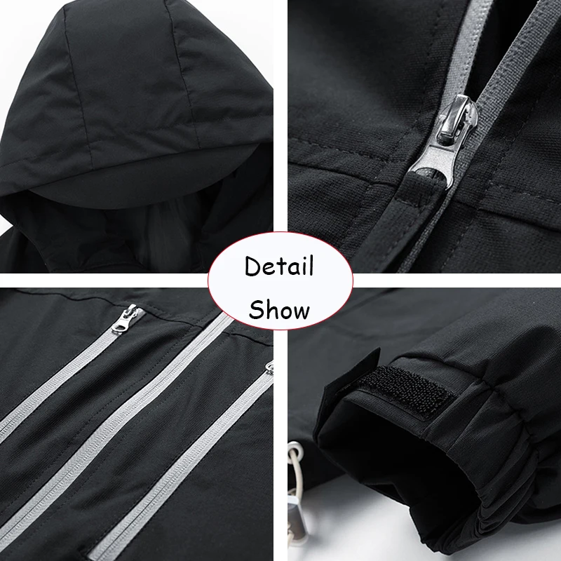 2024 New Autumn Men Outdoor Casual Fashion Solid Hooded Jacket Men Many Pocket Windproof Waterproof Breathable Jacket Male Coat