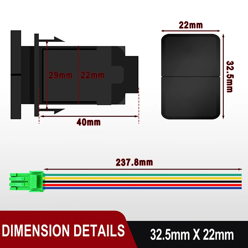 12V Arrows Dual Push Button Switch Dual Green Blue Light 2 IN 1 Switch for Toyota Prado Highlander Tacoma Tundra 4Runner RAV4