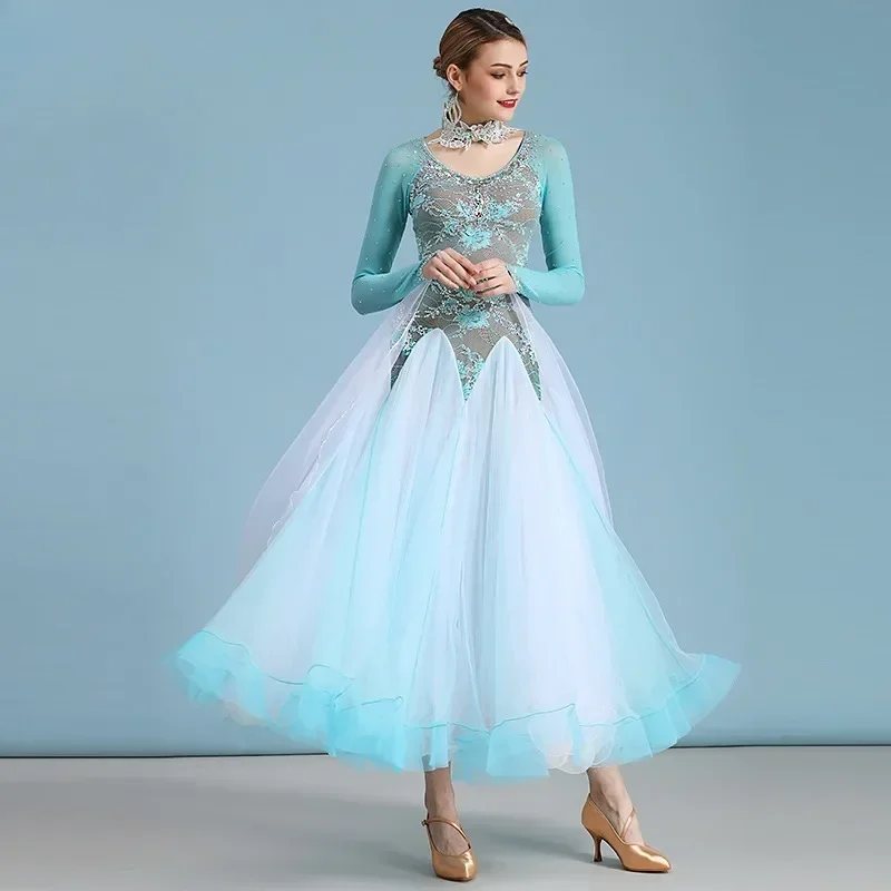 Vestido de dança moderno personalizado com fantasia de performance cravejada de diamantes vestidos de competição de dança de salão para mulheres 모Garona