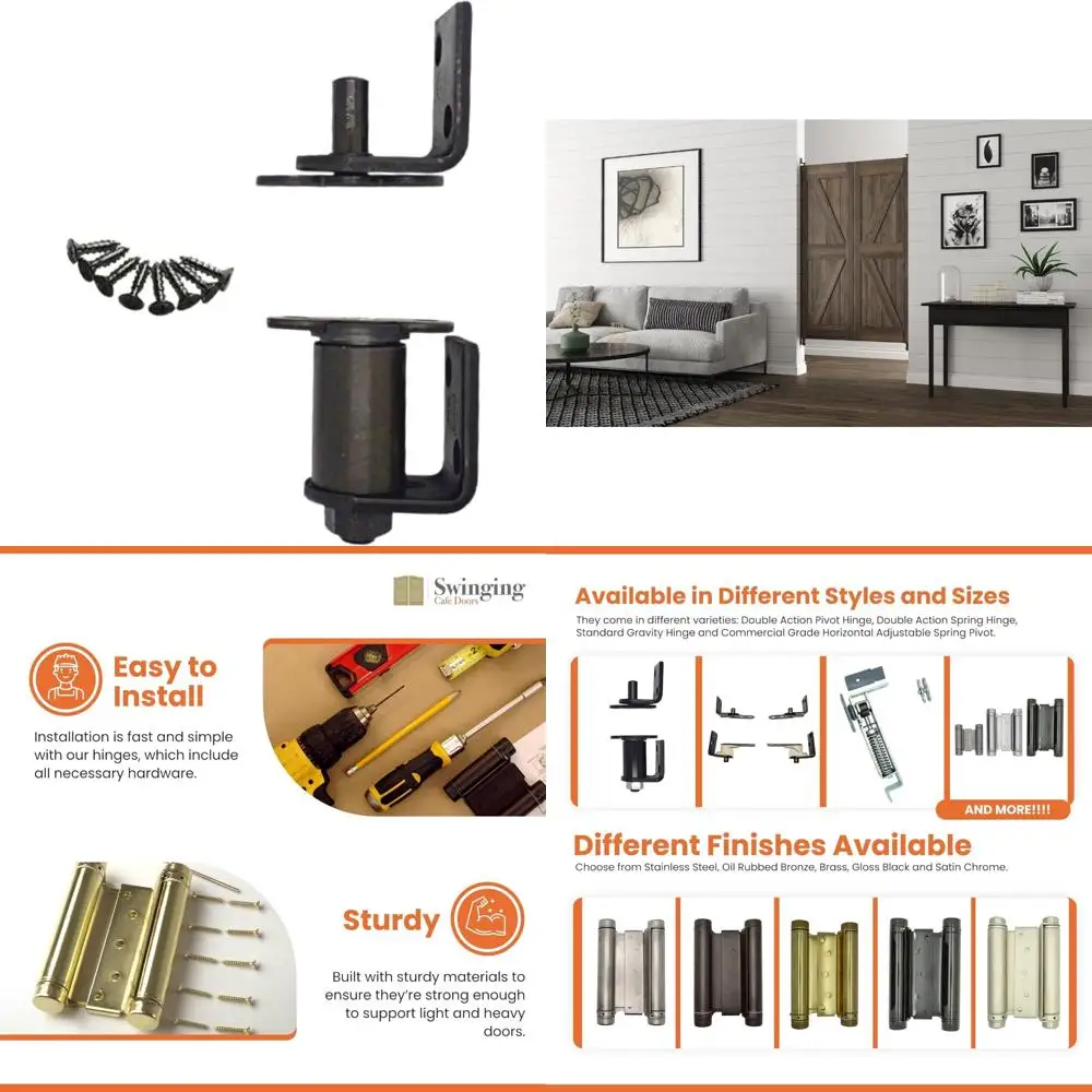 Bisagras pivotantes de doble acción de alta resistencia para puertas batientes comerciales, cafeterías y entradas de salón - Bisagras de puertas de grado industrial
