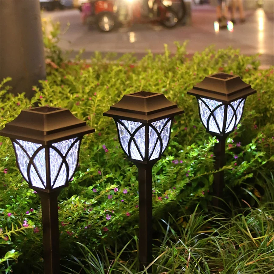 New 2Pcs Led Solar Garden Lights Outdoor Pathway Yard Waterproof Landscape Patio Lights Home Decoration Solar Powered Lawn Lamps