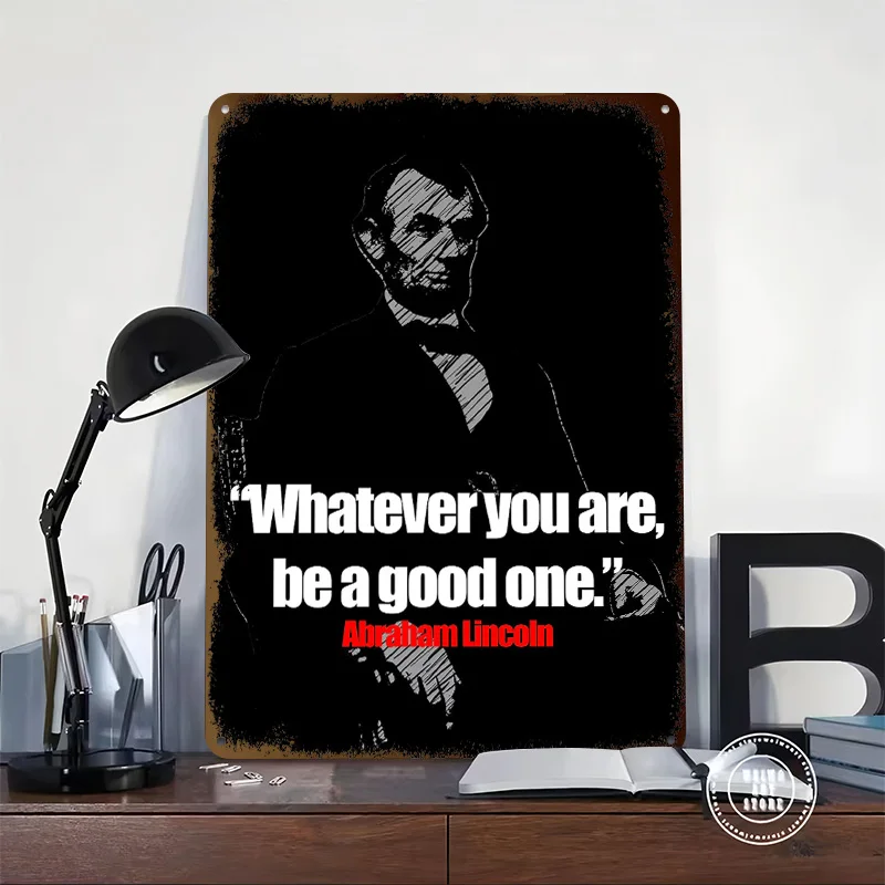 Abraham Lincoln Quotes Personalized 3D Textured Metal Poster Wall Art Vintage Tin Signs for Office Decoration Room Desk Decor