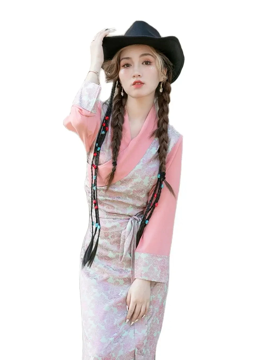 

Chinese Style Elegant Robe Women Gown Tibetan Dress Female Traditional Clothing Classical Oriental costume