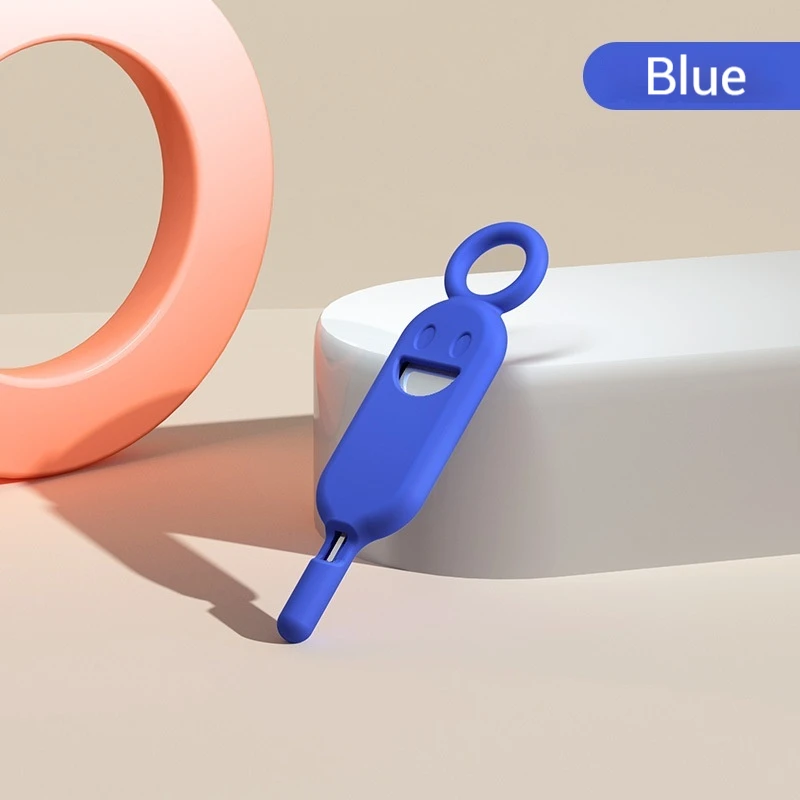 Smiley Face Design Anti-Lost 3-in-1 SIM Ejector Tool & Memory Card Holder - Portable Keychain Phone Accessory for Easy SIM Swap