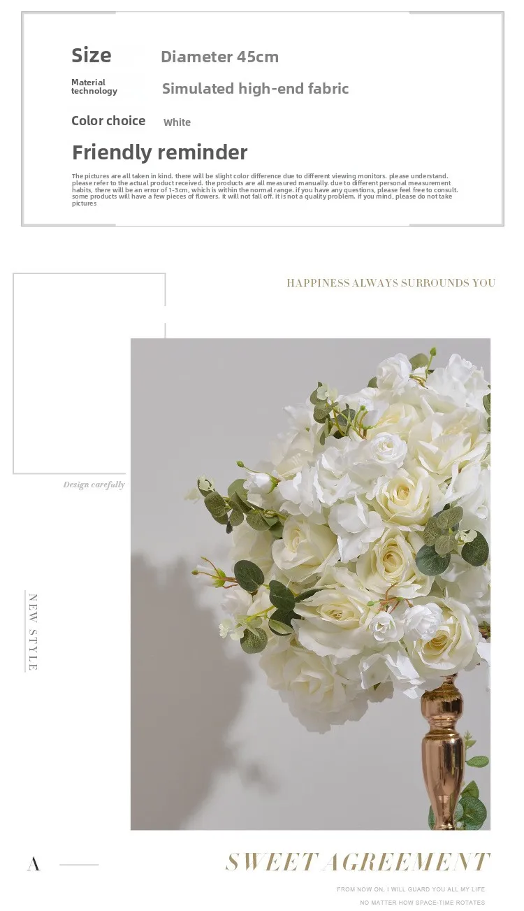 Meerjungfrauen-Kerzenständer Künstliche Blumenkugel Tischdekoration Kunstblumen für Hochzeit, Besprechungstisch, Schaufensterdekoration, Event-Dekor – Detail 6