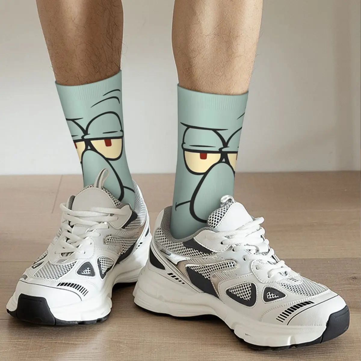 SpongeBobing Squidwarded Face Socks Men Women Fashion Cartoon Socks Novelty Spring Summer Autumn Winter Middle Tube Socks Gifts