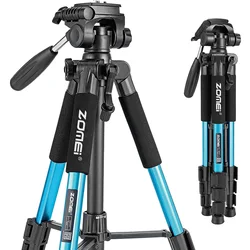 Zomei Travel Professional Camera Tripod with 3-Way Pan Head for Projector Smartphones Webcam Spotlight DSLR EOS Canon Nikon Sony