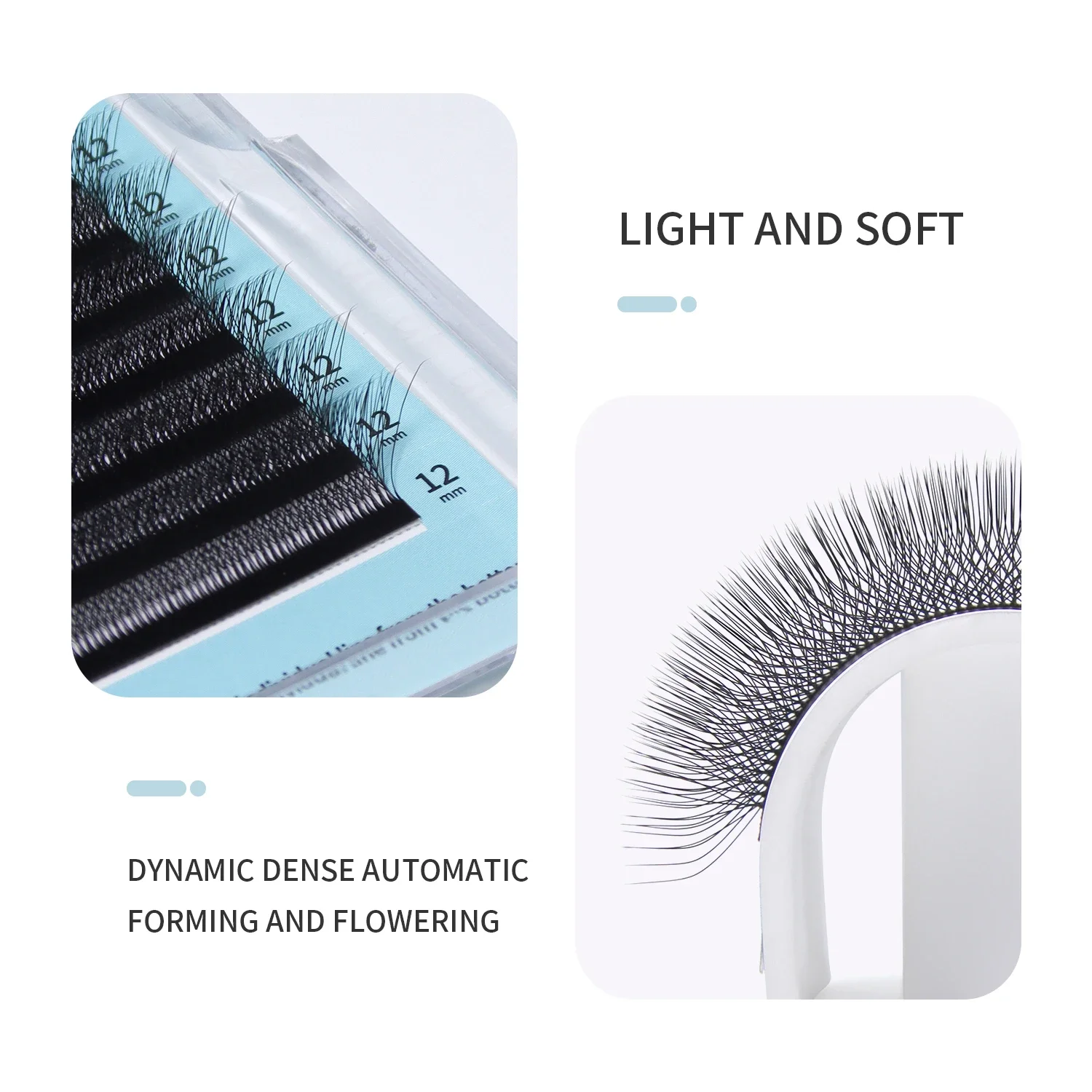 GLAMLASH 7D-W Shaped Eyelash Extension C/D/L/LU/M Premade Volume Fans Clover W Style Lashes False Mink Soft Easy Faning Natural