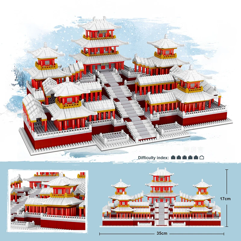 4159PCS World Famous Architecture Micro Building Blocks Chinese Ancient Epang Palace Model Mini Diamond Bricks Toys for Children