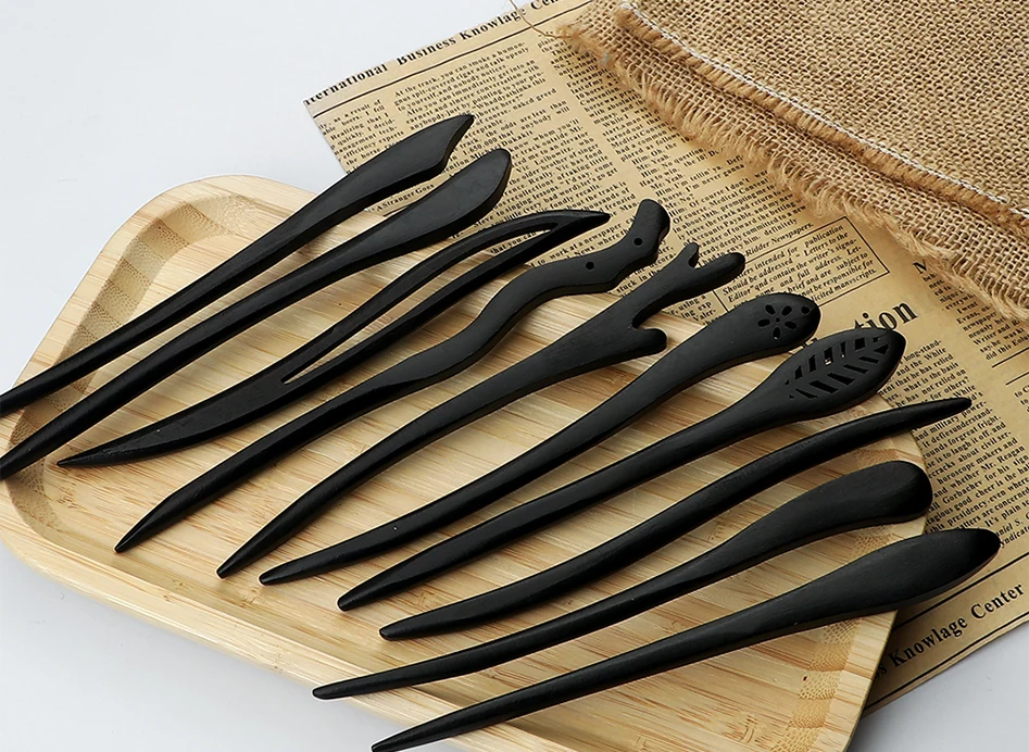 Klassische elegante Holz Haarnadel chinesische einfache Haar Stick Clip Frauen Mädchen traditionelle Stäbchen Haar Gabel Kopfbedeckung Zubehör – Detail 8