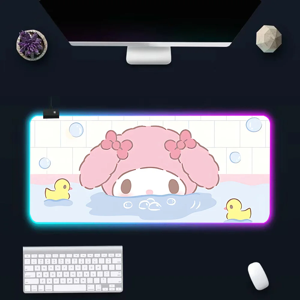 Cute M-Mymelody RGB Pc Gamer Keyboard Mouse Pad Mousepad LED Glowing Mouse Mats Rubber Gaming Computer Mausepad