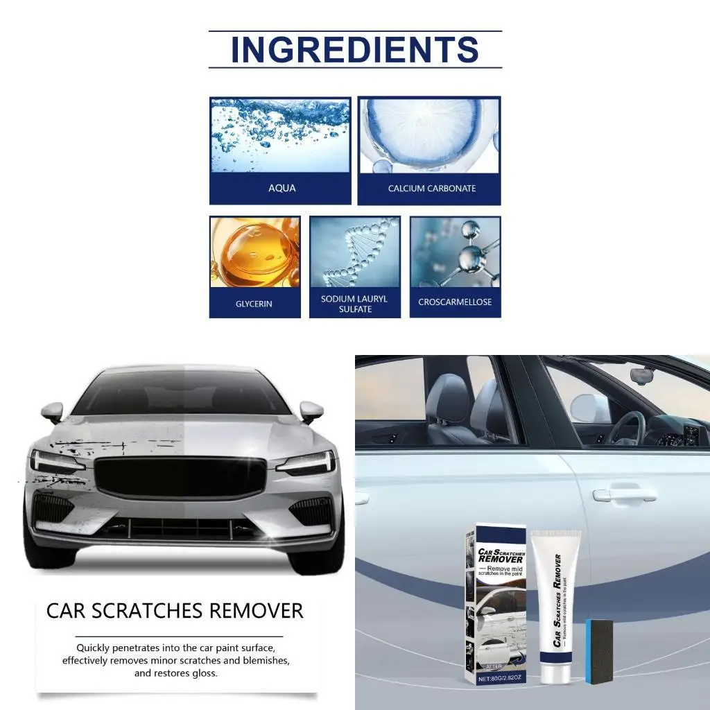 F1CF Quick Drying Car Scratch Remover Gel Long Lasting Car Scratch Repair Formula Deep Scratch Repair Cream with Sponge set