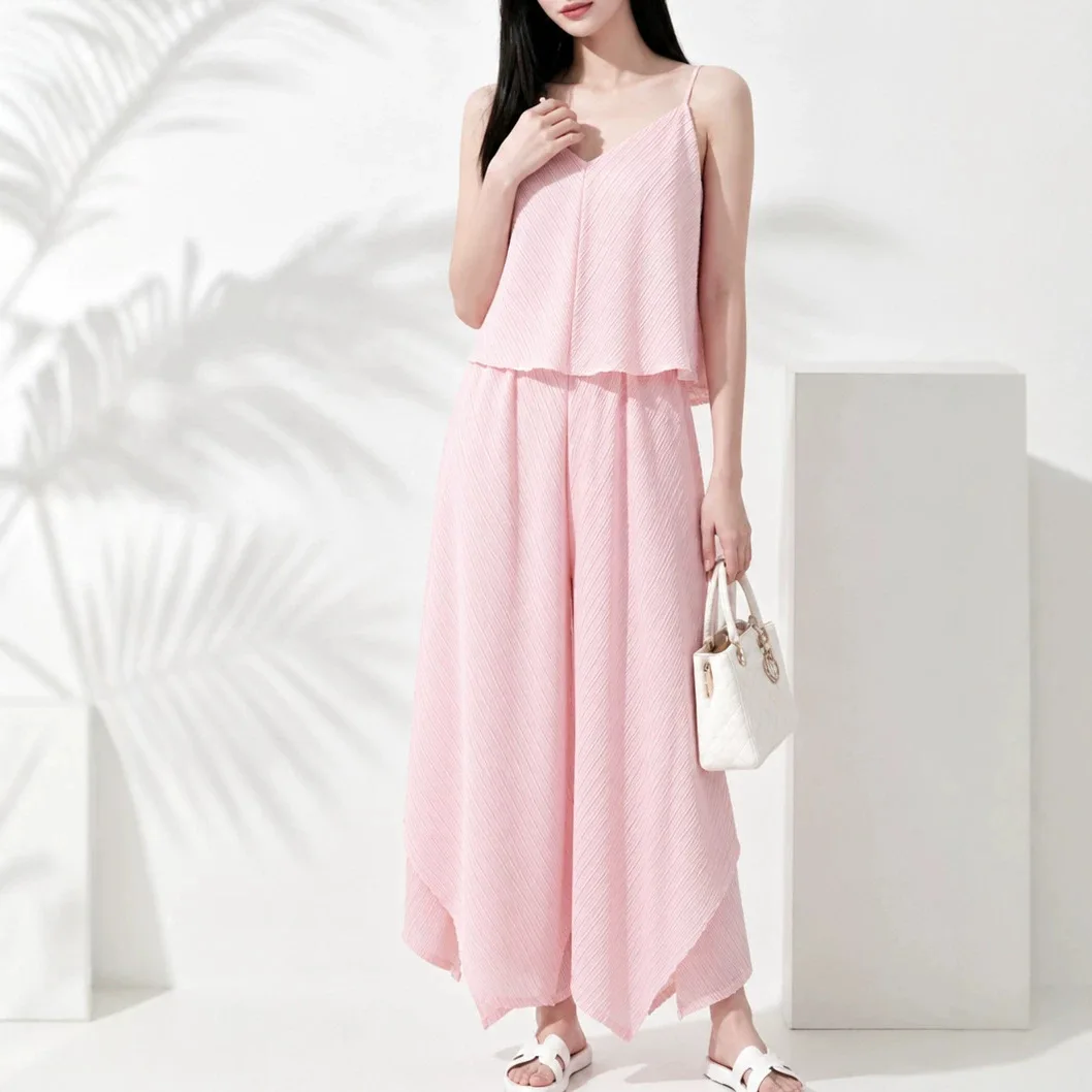 Miyake‑Inspired High‑End Pleated Pants for Women, Original Design Elastic Waist Loose Wide‑Leg Ankle Length Casual Trousers