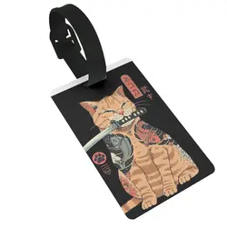 Catana Cats Retro Samurai Yakuza Holder Luggage Tags Suitcase Accessories Baggage Boarding Tag Label Holder ID Name Address