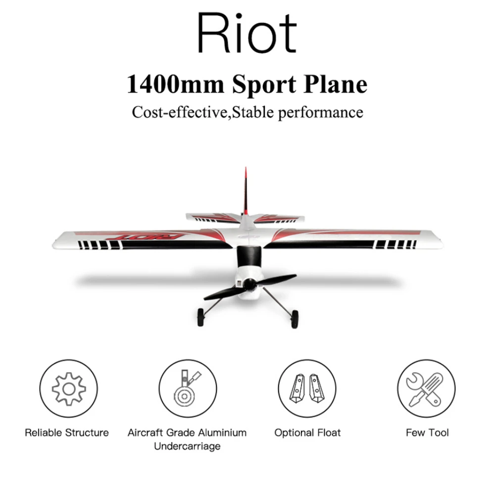 TOP RC Hobby RIOT 1400mm Wingspan EPO Practice Sport Plane RC Airplane PNP for Trainer Beginners