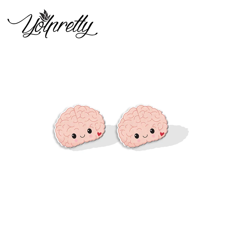 2023 New Cute Cartoon Organ Human Organic Graffiti Epoxy Stud Earrings Handcraft Acrylic Resin Earrings