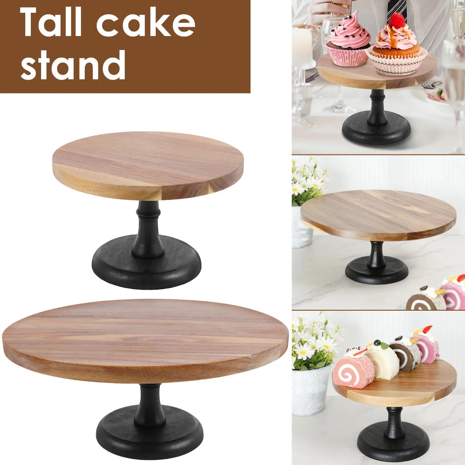 Wood Cake Stand Dessert Table Dry Fruit Plate Multifunctional Cake Display Stand Detachable Cupcake Pedestal Stand Home Decor