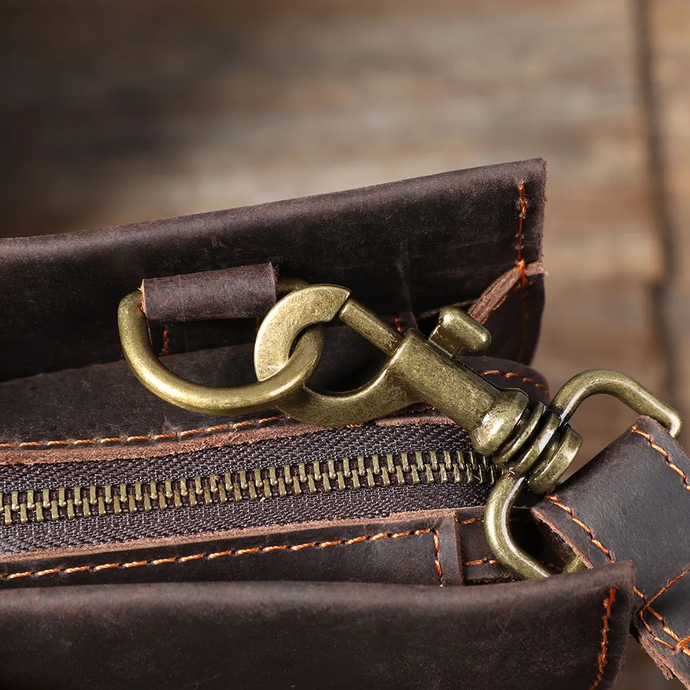 S.WORKER Handgefertigte Vintage-Leder-Aktentasche | Einfache Herren-Business-Handtasche 14" Laptop-Tasche – Detail 19