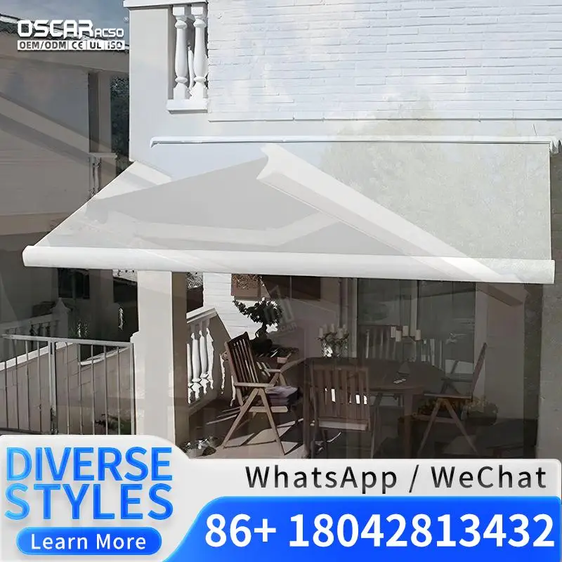 Motorized Electric Retractable Heavy Duty Awnings Full Box Cassette Automatic Canopies for Garden Roof Outdoor Use Retractable A