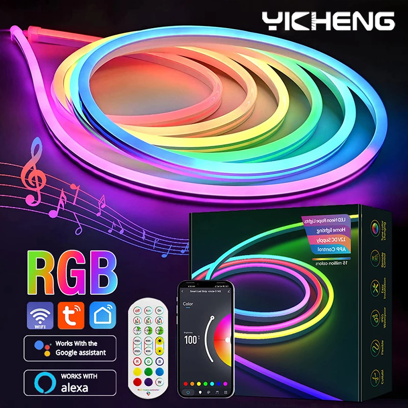 RGBIC Neon Light Strip Smart LED Neon Rope Lights WIFI APP Control Flexible DIY Shape For TV Backlight Decorate Ambient Lamps