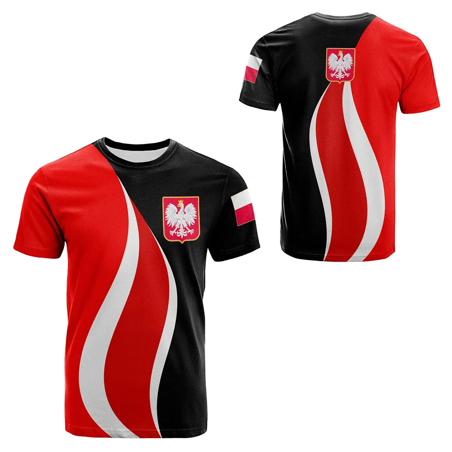 Poland Flag National Emblem Tshirts 3D Print T-Shirt Summer T Shirt Fashion Kids Casual Boy Girl Unisex Round Neck Tees TShirt