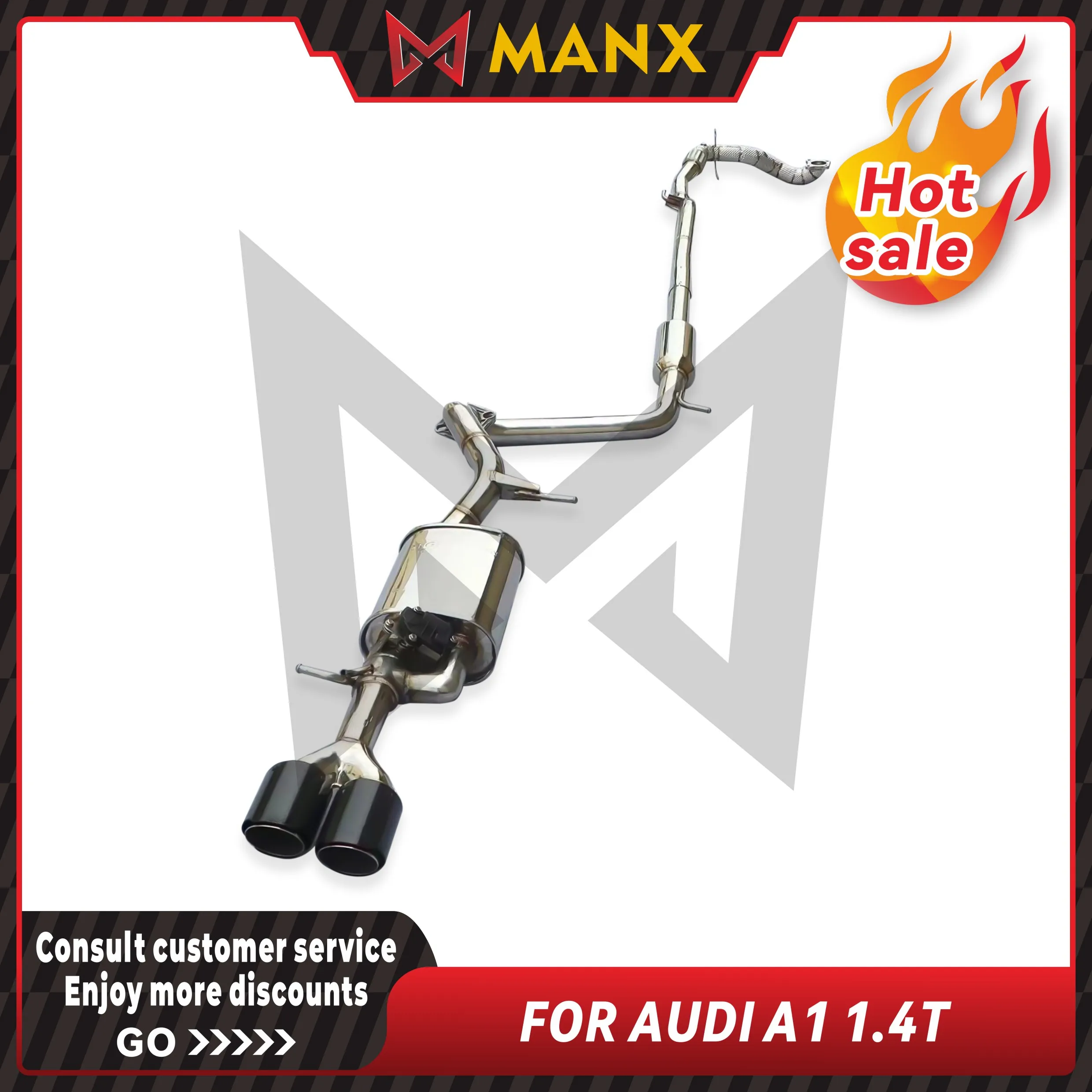 

MANX for AUDI A1 1.4T Stainless Steel Exhaust Catback Muffler with tips Electronic valve TIG manual welding
