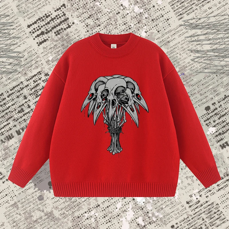 

American Retro Classic Sweater Y2K Streetwear High Quality Women Knitted Fashion Casual Autumn and Winter Warm Pullover Knitwear