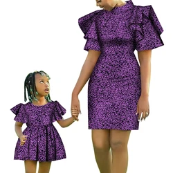 Vestiti coordinati per la famiglia africana abiti per madre e figlia abito in cotone con stampa africana abito da festa per ragazza da donna Wyq877