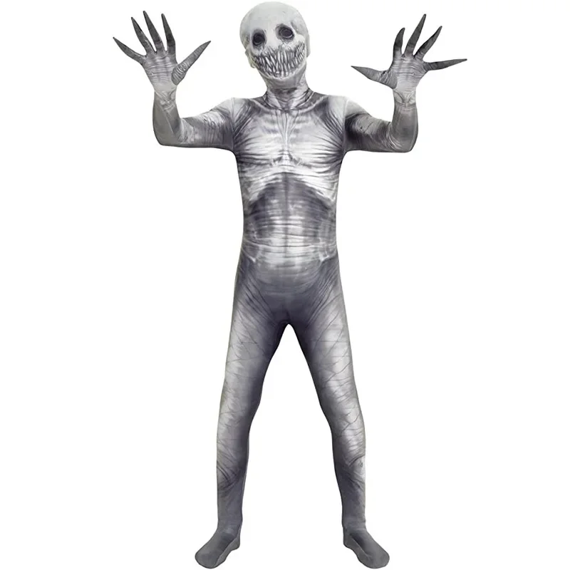 Gruseliges Overall Kostüm erwachsene Männer Frauen Rechen Kostüm Zalgo Slender man Bodysuit 3d gruseliges Halloween-Kostüm für Kinder Jungen Mädchen