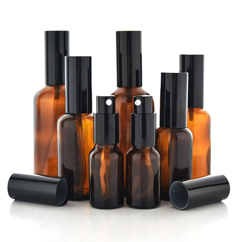 

10/20/30Pcs 10ml 15ml 20ml 30ml 50ml 100ml Glass Spray Bottle Amber Brown Lotion Pump Bottle Travel Perfume Atomizer Refillable