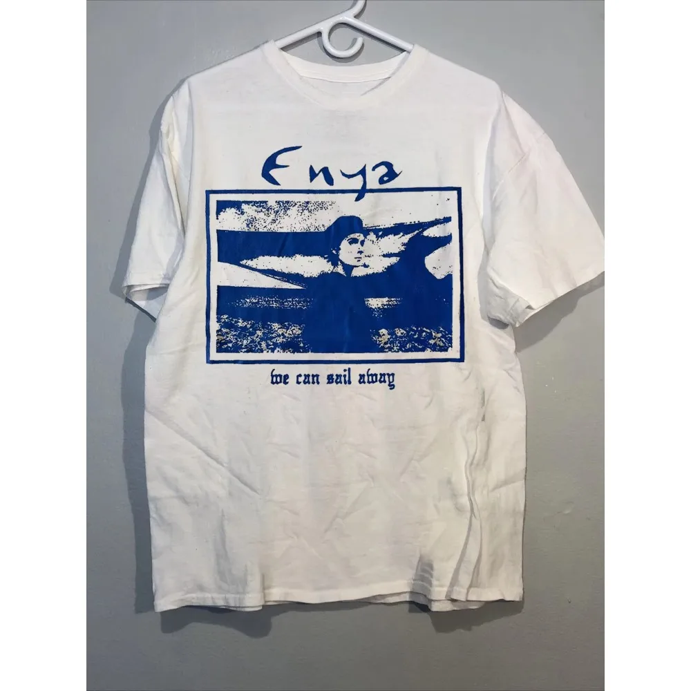 Enya We Can Sail Away Graphic T‑shirt Unisex Washed Cotton Harajuku Retro Short Sleeve Casual Streetwear Tops