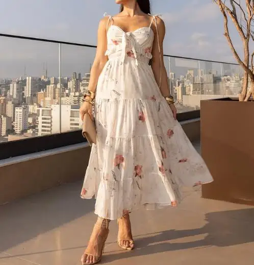 

2025 Summer New Women's Fashion Casual Solid Color Sleeveless Strapless Strapless Dress with Bareback Strap