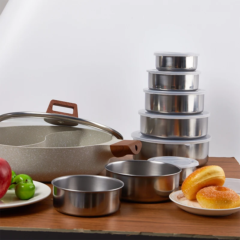 5Pcs Food Storage Box Stainless Steel Food Containers With Leak-Proof Lids Reusable Storage Stainless Steel Lunch Box