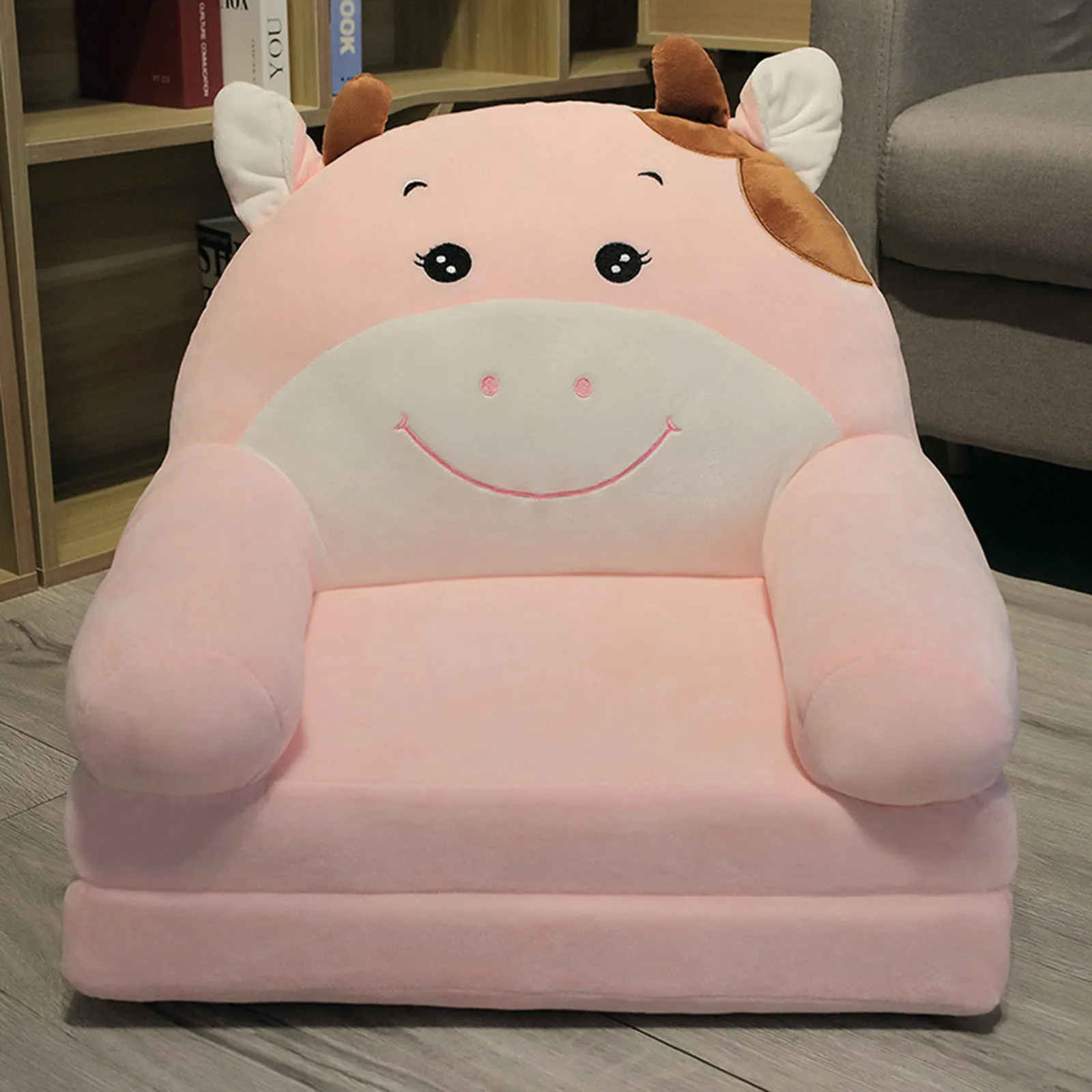 Couch Chairs Cover Lovely Children Chair Seat Plush Soft Cute Kids Sofa Cover 2-layer Animals Folding Sofa Without Liner Filler