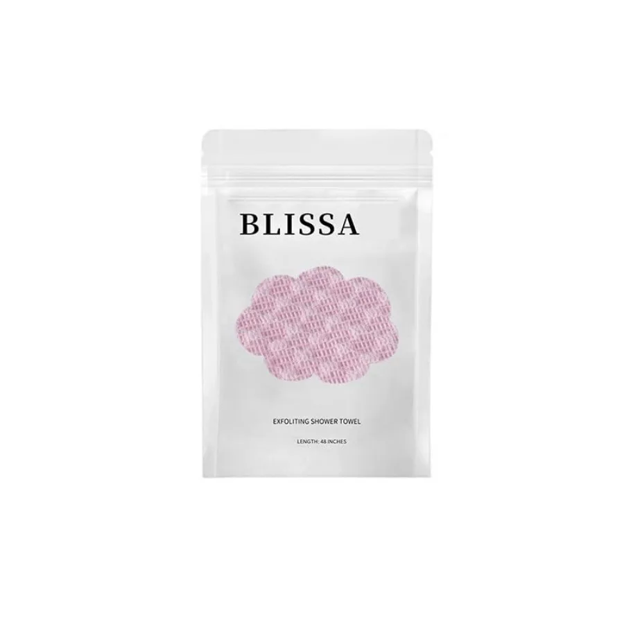 blissai Exfoliating Shower Towel, 47 Inch Microfiber Bath Scrubber, Premium Quick Drying for Smooth Skin, Gentle for Sensitive