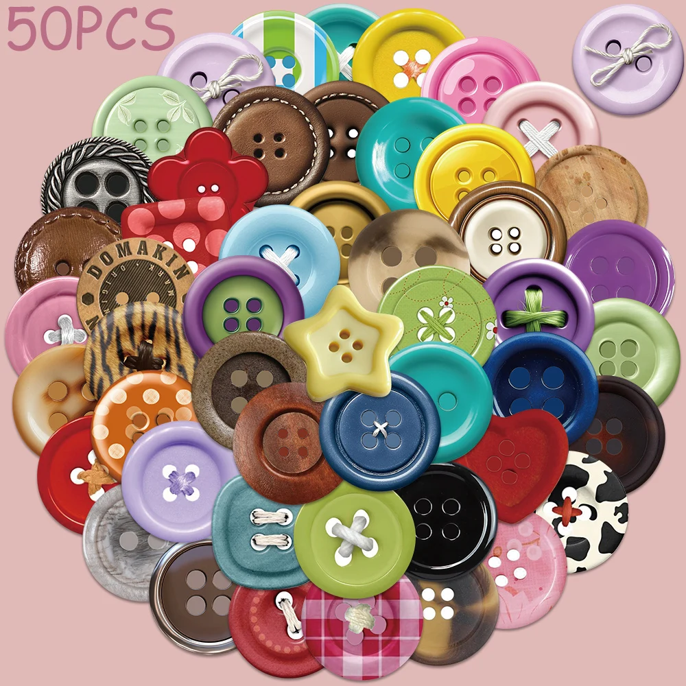 

50pcs Colorful Button Stickers Decals For Laptop Bottle Letter Scrapbook Skateboard DIY Aesthetic Waterproof Stickers Kids Gifts