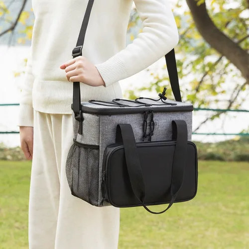 Imagen 2 del producto Bolsa de almuerzo térmica portátil de 14L, caja de comida duradera, resistente al agua, funda con aislamiento de hielo, mochilas para cena Oxford para acampar, Icebox