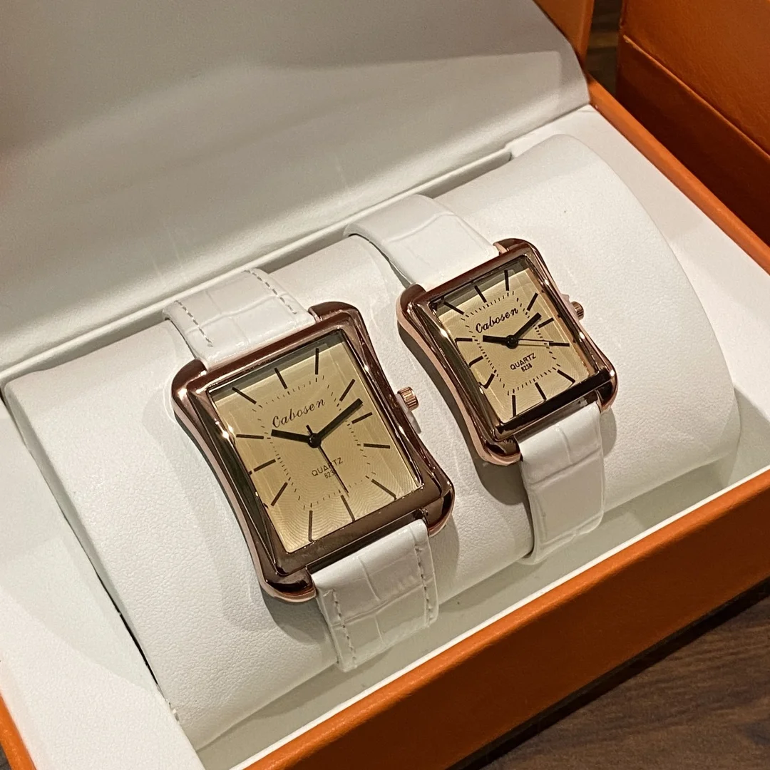 คู่นาฬิกาควอตซ์ธุรกิจผู้หญิงผู้ชาย Analog นาฬิกาข้อมือหนัง Band นาฬิกาสุภาพสตรี Relogio Masculino Reloj Mujer