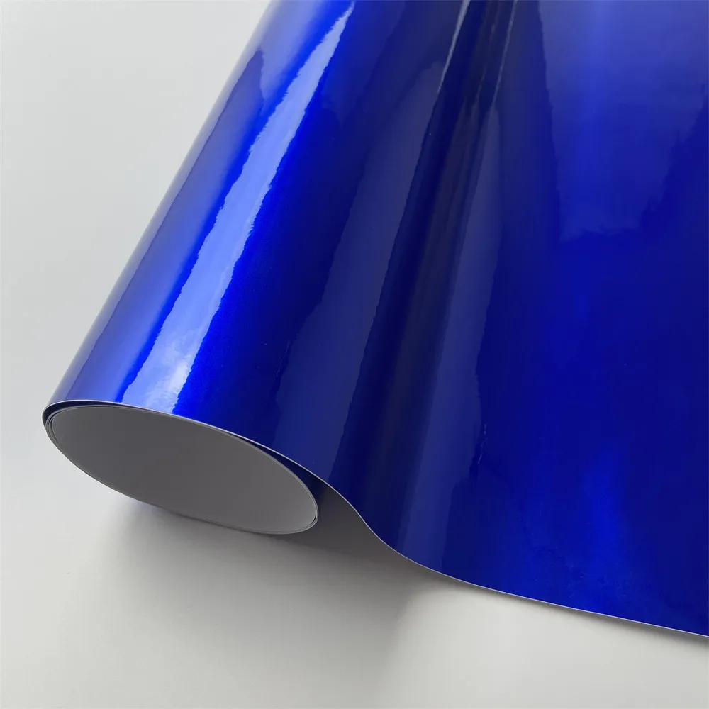Glossy Candy Blue Vinyl Wrap Film Metallic Waterproof Bubble Free Sticker Decal For Car Accessories Motorcycle Bike DIY Sticker