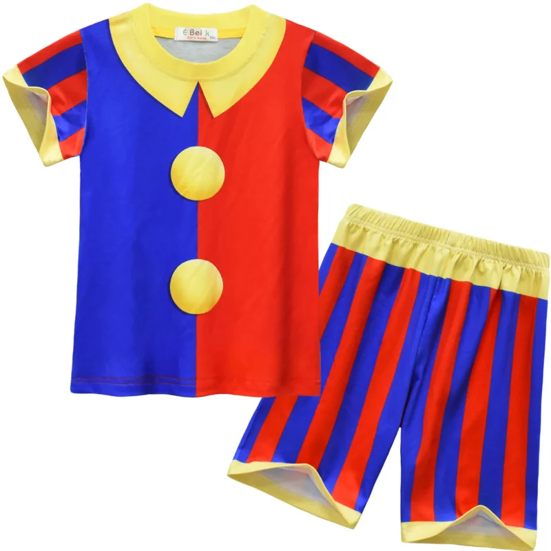 Amazing digital circus T-shirt pants sets pomni Jax summer pajamas cute pomnis cosplay cosutme kids birthday Christmas dress up