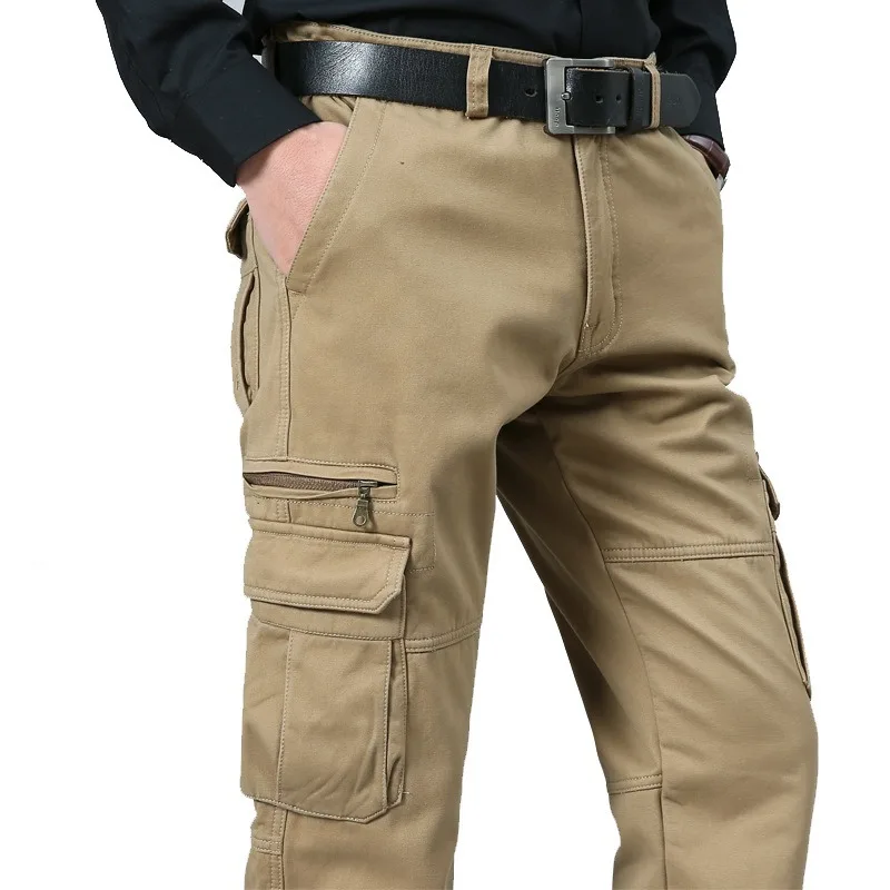 Straight Leg Cargo Man Pants Spring Multi-pockets Military Casual Trousers Autumn Army Cotton Pants Joggers Big Size 48