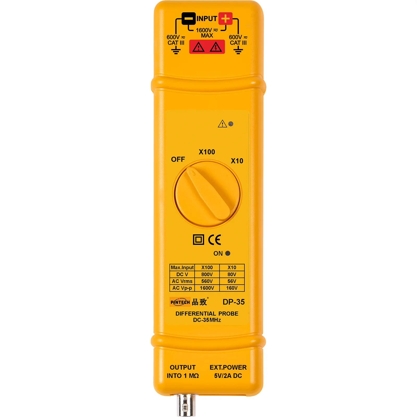 PINTECH DP-35 Oscillosco Differential Probe 1600V 35MHZ 10X / 100X Attenuation Rate