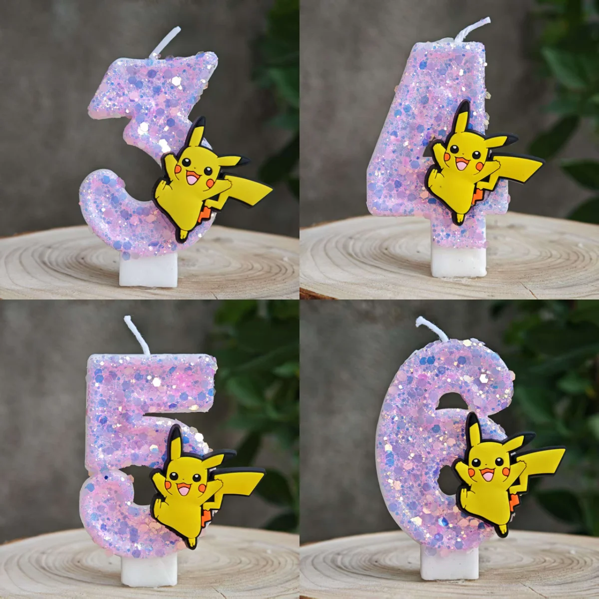 Niedliches Pikachu Cartoon Geburtstagskerzen-Set Pokémon-Themen Tortendekoration für Geburtstagsfeier Kuchendeko-Zubehör