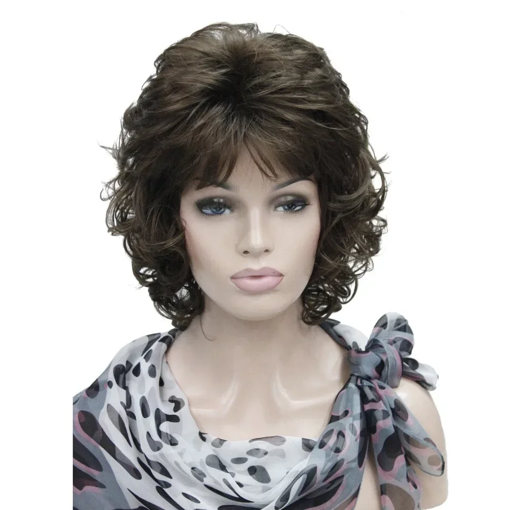 StrongBeauty Women\'s Wigs Short Curly Hair Dark brown/Blonde Natural Synthetic Full Wig 4 Color