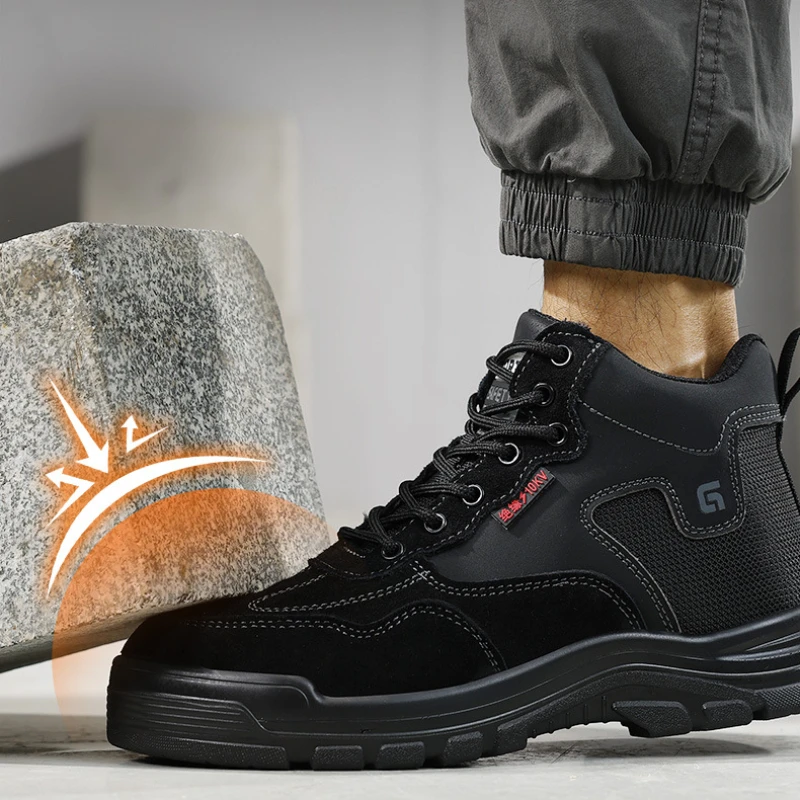 Men Steel Toe Safety Work Boots Indestructible Construction Safety Boots Puncture Proof Male Work Shoes Protective Footwear