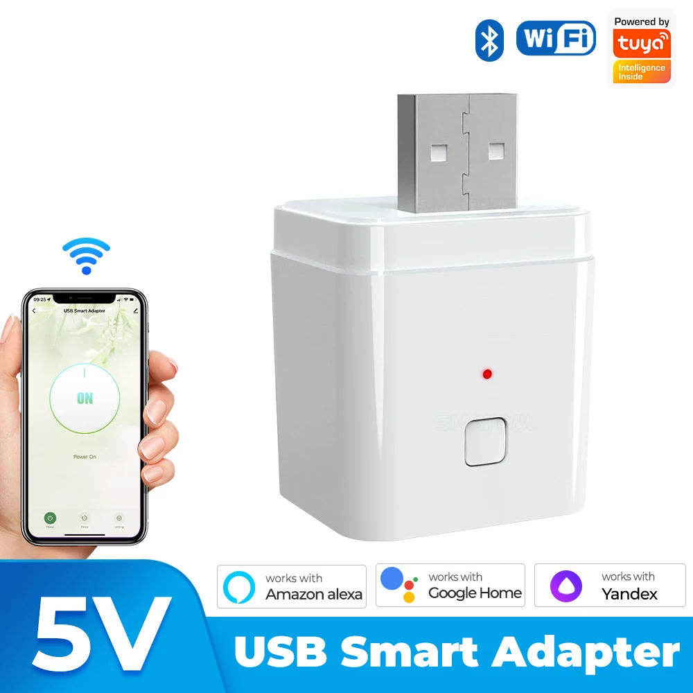 Tuya Smart Home Micro USB Adaptor Smart Plug Mobile Phone Charger 5V WiFi Mini USB Power Adaptor Works With Alexa Google Alice