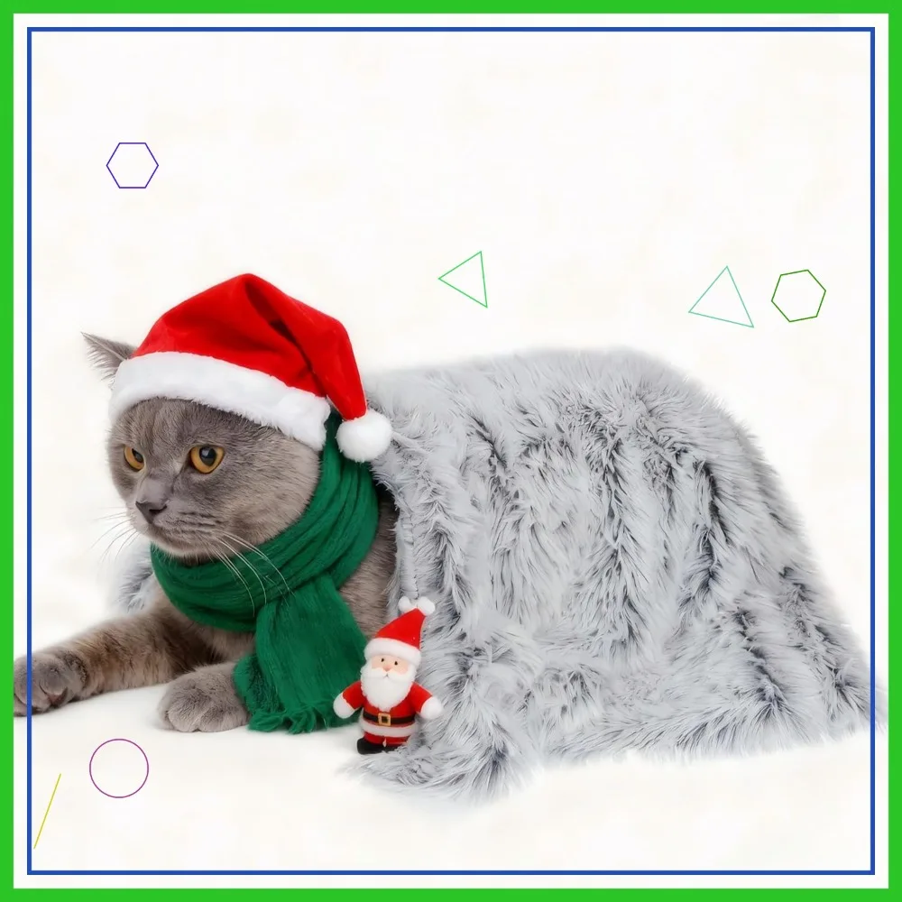 

Пушистый флисовый успокаивающий плед для домашних животных, очень мягкий и теплый для кошек и собак, можно стирать в машине, серый, 40x60 см