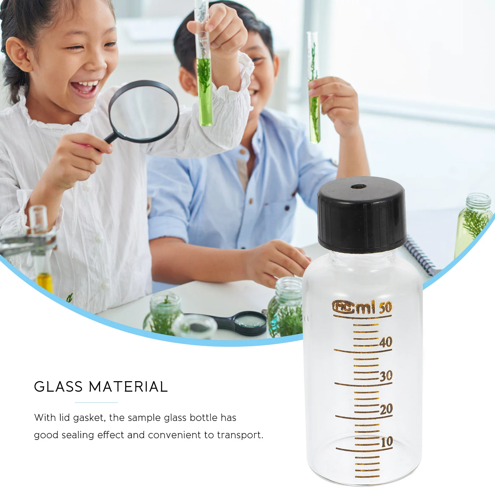 

2 Pcs Clear Liquid Sample Vial Glass Reagent Bottles with Lid Screw Caps Labs Vials Lids Pads