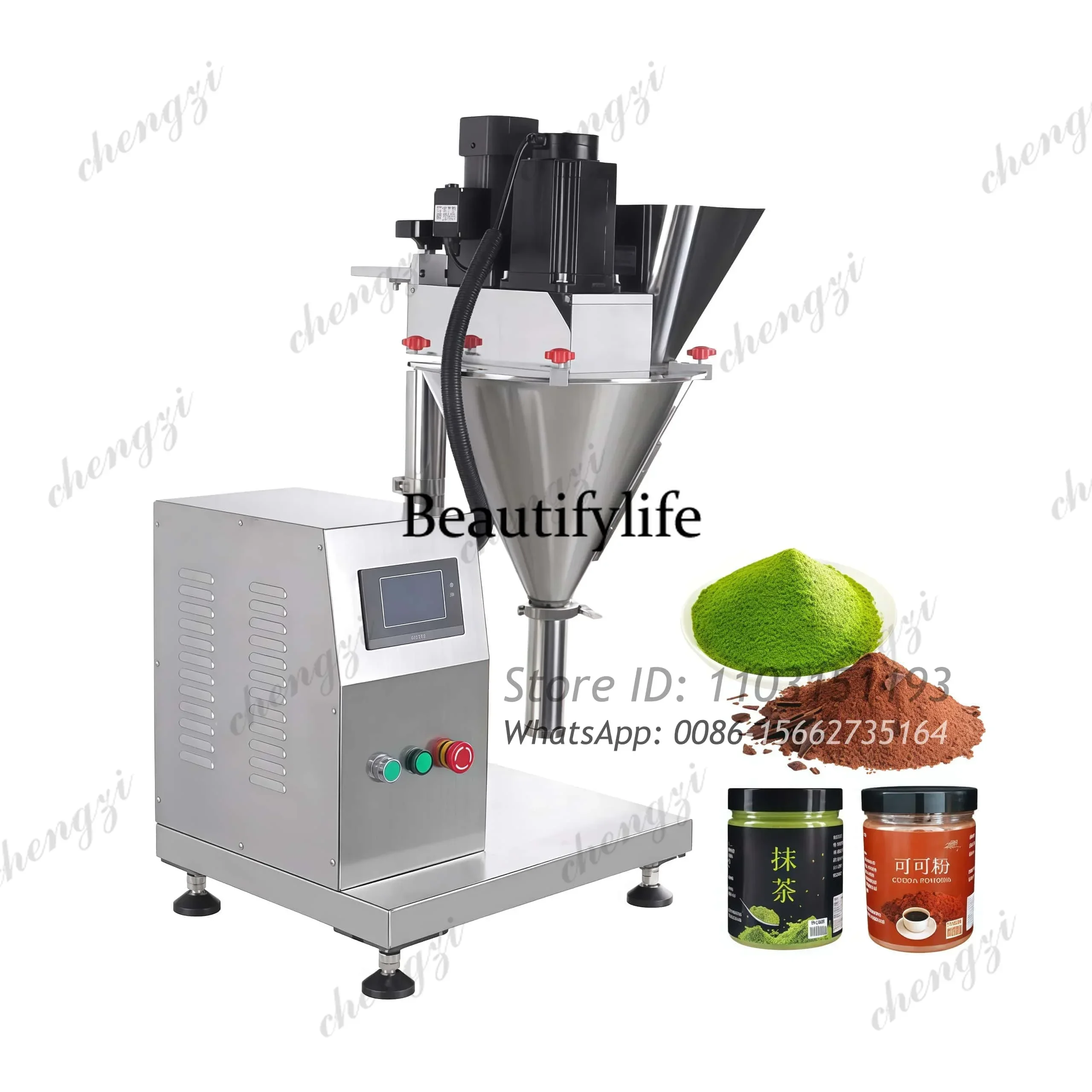 Semi-Auto Milk Powder Dry Cocoa Powder Corn Wheat Flour Spices Chilli Ginger Powder Sugar Bottle Filler Filling Packing Machine