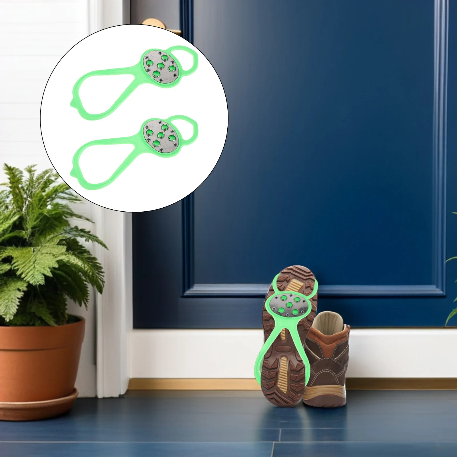 

1Pair Ice Cleats for Boots Shoes Non-Slip Five-Spike Traction Design Universal -45 Winter Shoe Spikes for Snow Hiking